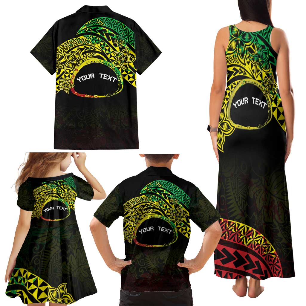 Personalised Nukuoro Atoll Family Matching Tank Maxi Dress and Hawaiian Shirt Polynesian Tattoo Curves Reggae Version LT14 - Polynesian Pride
