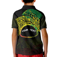 Personalised Nukuoro Atoll Kid Polo Shirt Polynesian Tattoo Curves Reggae Version