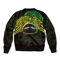 Personalised Nukuoro Atoll Sleeve Zip Bomber Jacket Polynesian Tattoo Curves Reggae Version LT14 - Polynesian Pride