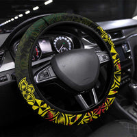 Nukuoro Atoll Steering Wheel Cover Polynesian Tattoo Curves Reggae Version LT14 Universal Fit Reggae - Polynesian Pride