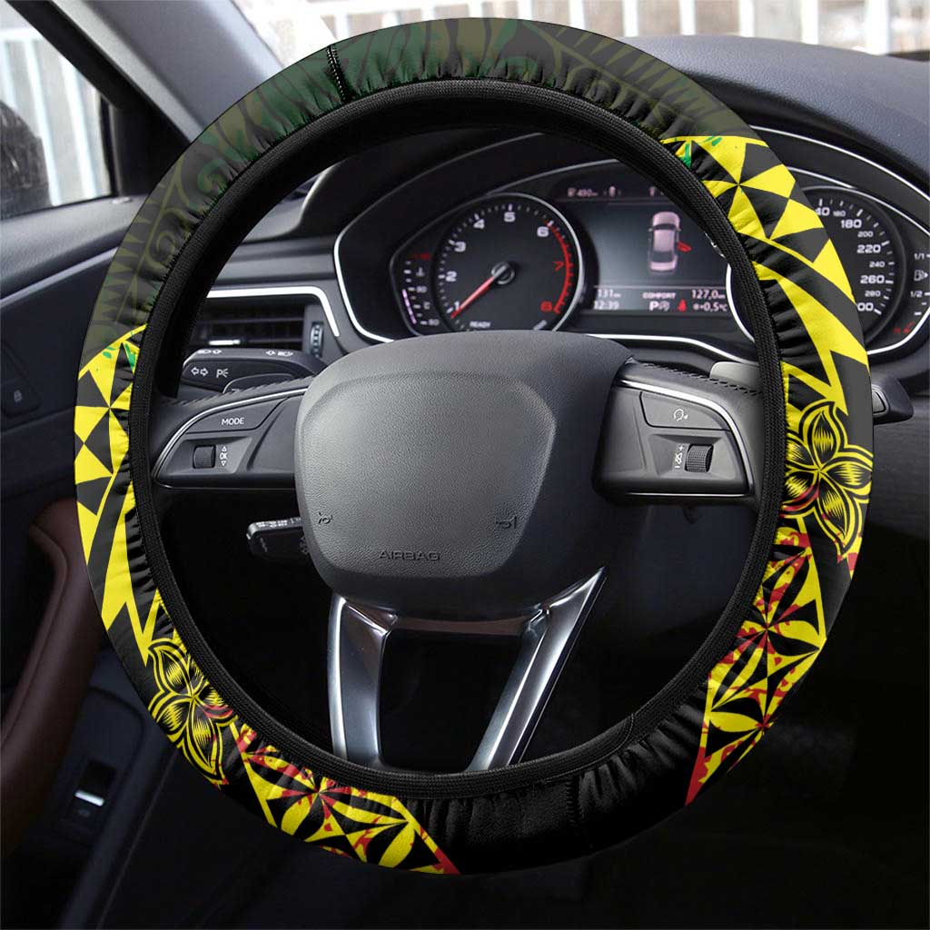 Nukuoro Atoll Steering Wheel Cover Polynesian Tattoo Curves Reggae Version LT14 - Polynesian Pride