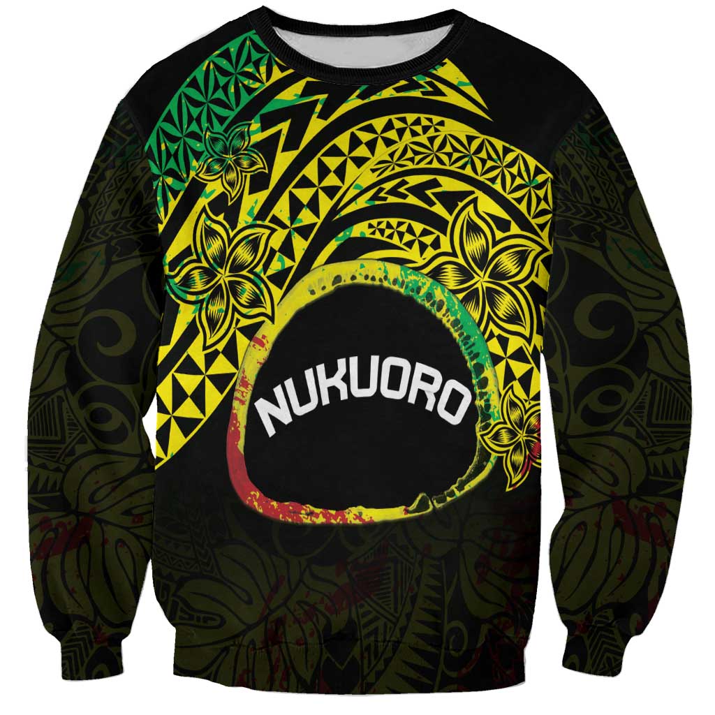 Personalised Nukuoro Atoll Sweatshirt Polynesian Tattoo Curves Reggae Version LT14 Unisex Reggae - Polynesian Pride