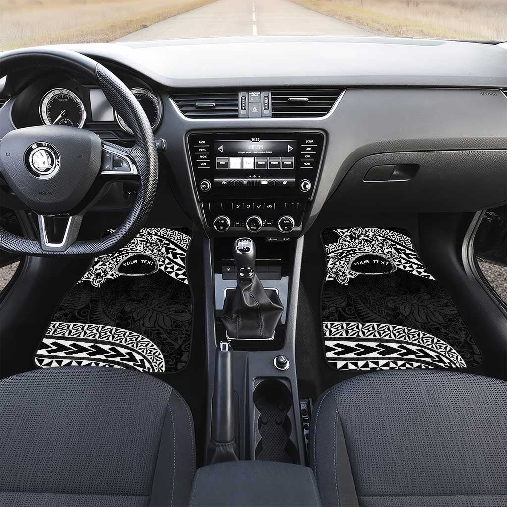 Personalised Pohnpei Nukuoro Micronesia Car Mats Polynesian Tattoo Curves Black Version LT14 Set 2pcs - Front Black - Polynesian Pride