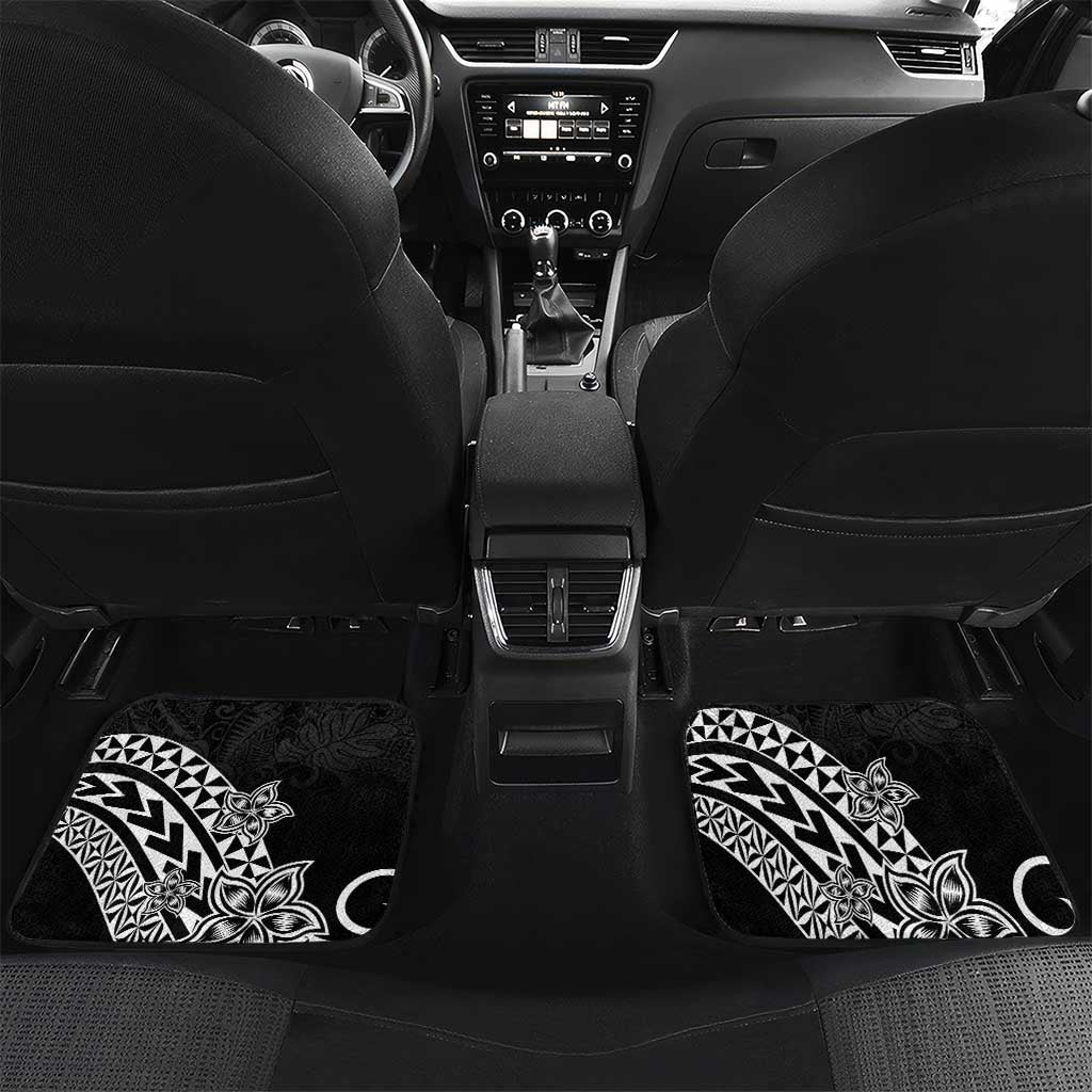Personalised Pohnpei Nukuoro Micronesia Car Mats Polynesian Tattoo Curves Black Version LT14 Set 2pcs - Back Black - Polynesian Pride