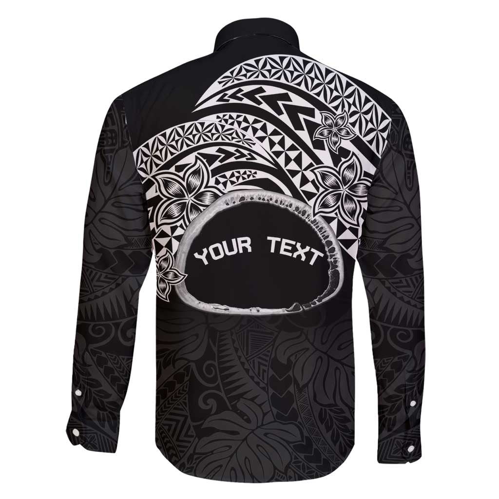Personalised Pohnpei Nukuoro Micronesia Family Matching Long Sleeve Bodycon Dress and Hawaiian Shirt Polynesian Tattoo Curves Black Version LT14 - Polynesian Pride
