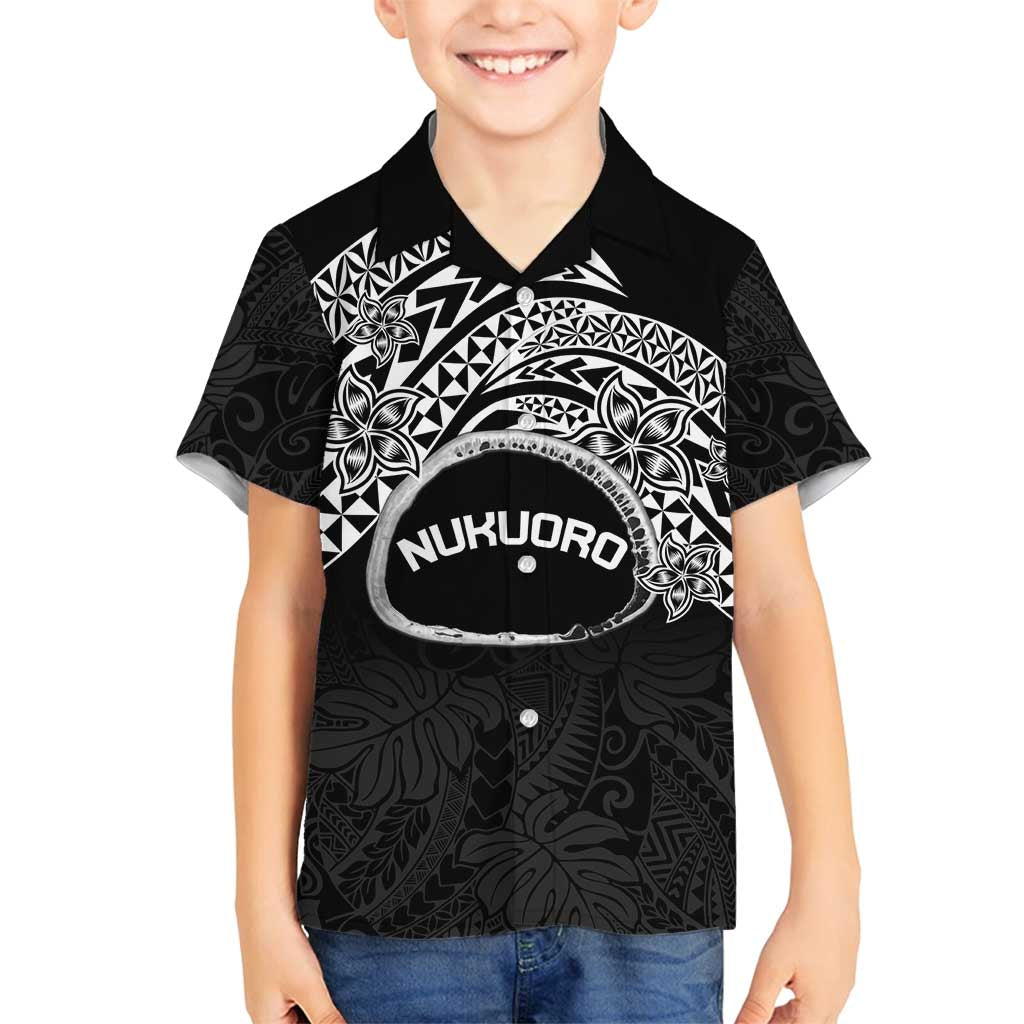 Personalised Pohnpei Nukuoro Micronesia Family Matching Long Sleeve Bodycon Dress and Hawaiian Shirt Polynesian Tattoo Curves Black Version LT14 Son's Shirt Black - Polynesian Pride