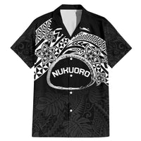 Personalised Pohnpei Nukuoro Micronesia Family Matching Mermaid Dress and Hawaiian Shirt Polynesian Tattoo Curves Black Version LT14 Dad's Shirt - Short Sleeve Black - Polynesian Pride