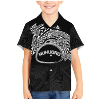 Personalised Pohnpei Nukuoro Micronesia Family Matching Mermaid Dress and Hawaiian Shirt Polynesian Tattoo Curves Black Version LT14 Son's Shirt Black - Polynesian Pride