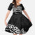 Personalised Pohnpei Nukuoro Micronesia Family Matching Off The Shoulder Long Sleeve Dress and Hawaiian Shirt Polynesian Tattoo Curves Black Version