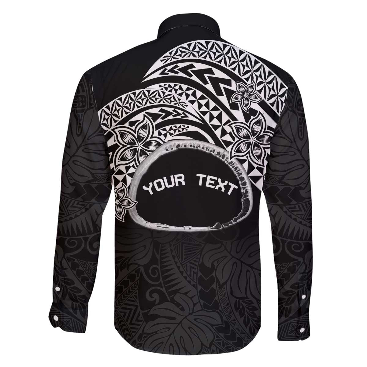 Personalised Pohnpei Nukuoro Micronesia Family Matching Off The Shoulder Long Sleeve Dress and Hawaiian Shirt Polynesian Tattoo Curves Black Version LT14 - Polynesian Pride