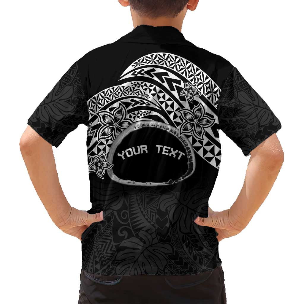 Personalised Pohnpei Nukuoro Micronesia Family Matching Tank Maxi Dress and Hawaiian Shirt Polynesian Tattoo Curves Black Version