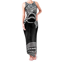 Personalised Pohnpei Nukuoro Micronesia Family Matching Tank Maxi Dress and Hawaiian Shirt Polynesian Tattoo Curves Black Version