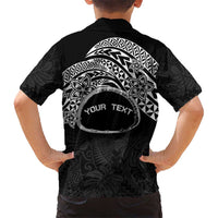 Personalised Pohnpei Nukuoro Micronesia Kid Hawaiian Shirt Polynesian Tattoo Curves Black Version