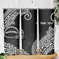 Personalised Pohnpei Nukuoro Micronesia Skinny Tumbler Polynesian Tattoo Curves Black Version