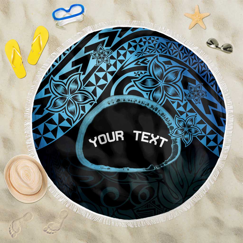 Personalised Pohnpei Nukuoro Micronesia Beach Blanket Polynesian Tattoo Curves Blue Version LT14 One Size 150cm Blue - Polynesian Pride