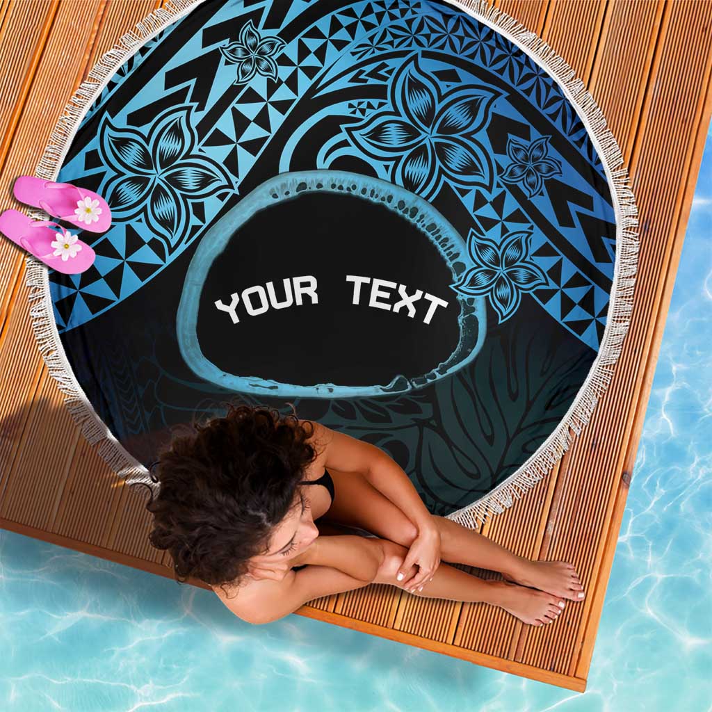 Personalised Pohnpei Nukuoro Micronesia Beach Blanket Polynesian Tattoo Curves Blue Version LT14 - Polynesian Pride