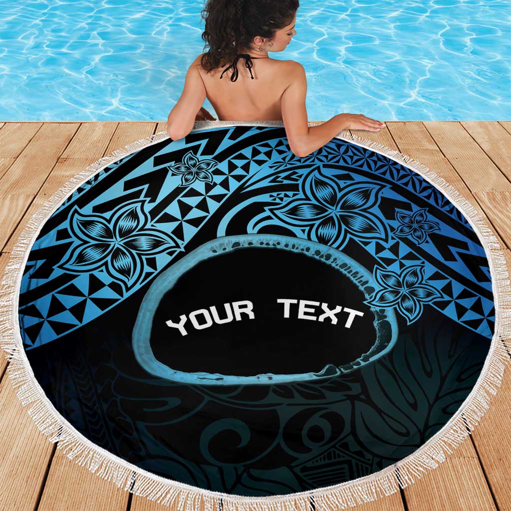 Personalised Pohnpei Nukuoro Micronesia Beach Blanket Polynesian Tattoo Curves Blue Version LT14 - Polynesian Pride