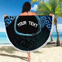 Personalised Pohnpei Nukuoro Micronesia Beach Blanket Polynesian Tattoo Curves Blue Version LT14 - Polynesian Pride