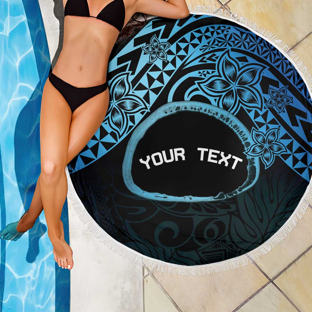 Personalised Pohnpei Nukuoro Micronesia Beach Blanket Polynesian Tattoo Curves Blue Version LT14 - Polynesian Pride