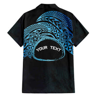 Personalised Pohnpei Nukuoro Micronesia Family Matching Long Sleeve Bodycon Dress and Hawaiian Shirt Polynesian Tattoo Curves Blue Version LT14 - Polynesian Pride