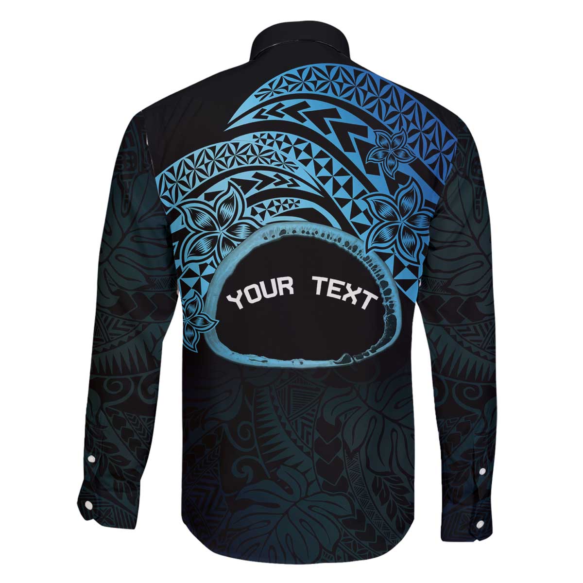 Personalised Pohnpei Nukuoro Micronesia Family Matching Off The Shoulder Long Sleeve Dress and Hawaiian Shirt Polynesian Tattoo Curves Blue Version LT14 - Polynesian Pride