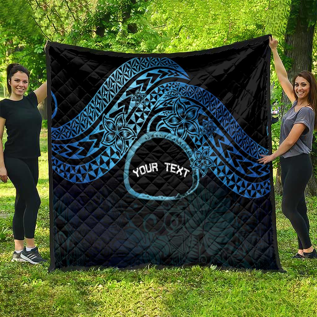 Personalised Pohnpei Nukuoro Micronesia Quilt Polynesian Tattoo Curves Blue Version LT14 - Polynesian Pride