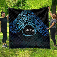 Personalised Pohnpei Nukuoro Micronesia Quilt Polynesian Tattoo Curves Blue Version LT14 - Polynesian Pride