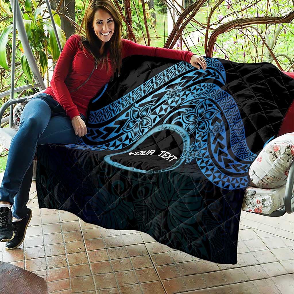 Personalised Pohnpei Nukuoro Micronesia Quilt Polynesian Tattoo Curves Blue Version LT14 - Polynesian Pride