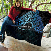 Personalised Pohnpei Nukuoro Micronesia Quilt Polynesian Tattoo Curves Blue Version LT14 - Polynesian Pride