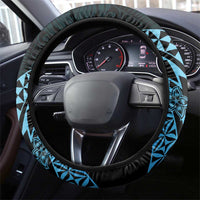 Pohnpei Nukuoro Micronesia Steering Wheel Cover Polynesian Tattoo Curves Blue Version LT14 - Polynesian Pride