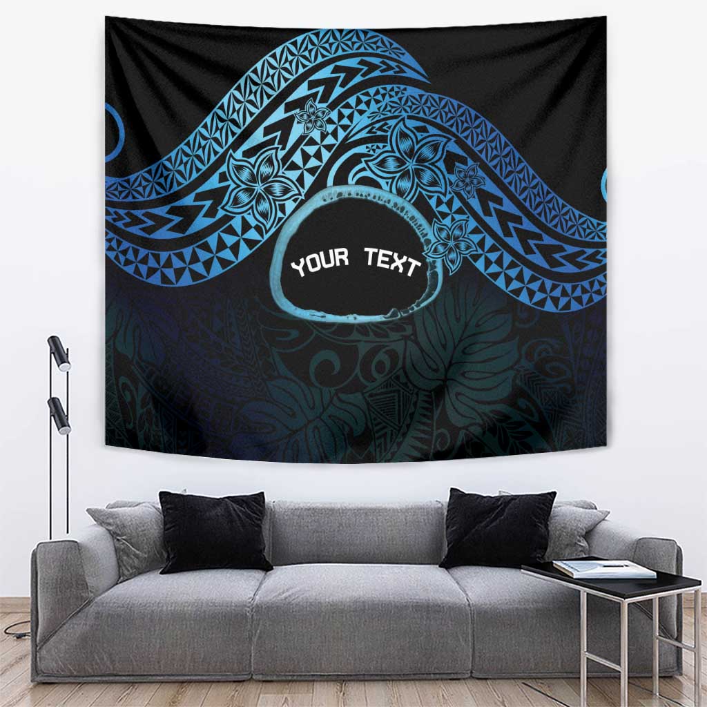Personalised Pohnpei Nukuoro Micronesia Tapestry Polynesian Tattoo Curves Blue Version LT14 Blue - Polynesian Pride