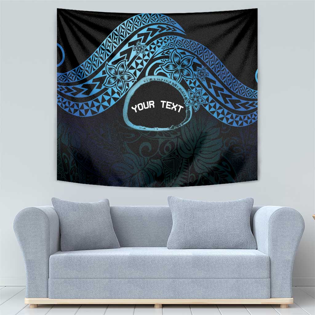 Personalised Pohnpei Nukuoro Micronesia Tapestry Polynesian Tattoo Curves Blue Version LT14 - Polynesian Pride