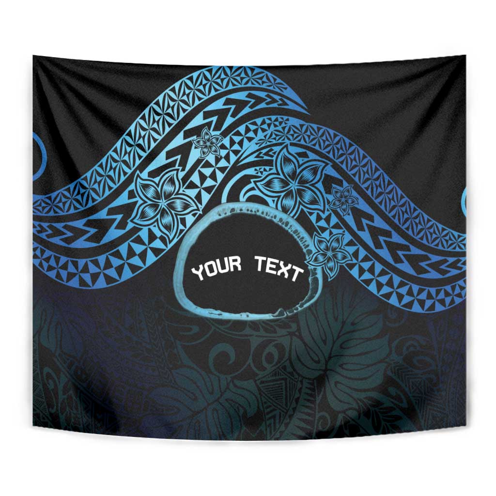 Personalised Pohnpei Nukuoro Micronesia Tapestry Polynesian Tattoo Curves Blue Version LT14 - Polynesian Pride