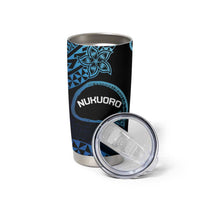 Personalised Pohnpei Nukuoro Micronesia Tumbler Cup Polynesian Tattoo Curves Blue Version LT14 - Polynesian Pride