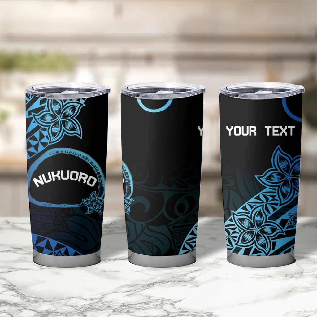 Personalised Pohnpei Nukuoro Micronesia Tumbler Cup Polynesian Tattoo Curves Blue Version LT14 - Polynesian Pride