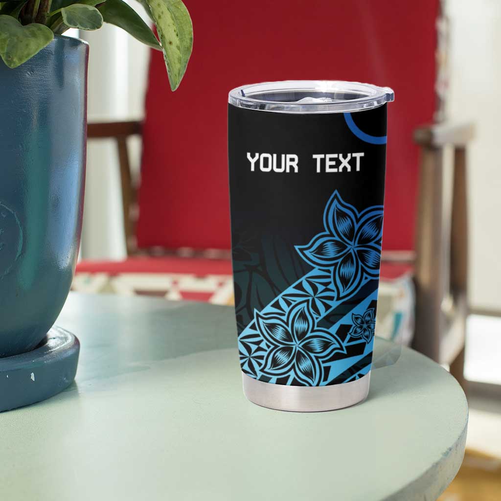 Personalised Pohnpei Nukuoro Micronesia Tumbler Cup Polynesian Tattoo Curves Blue Version LT14 - Polynesian Pride