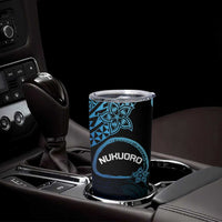 Personalised Pohnpei Nukuoro Micronesia Tumbler Cup Polynesian Tattoo Curves Blue Version LT14 - Polynesian Pride