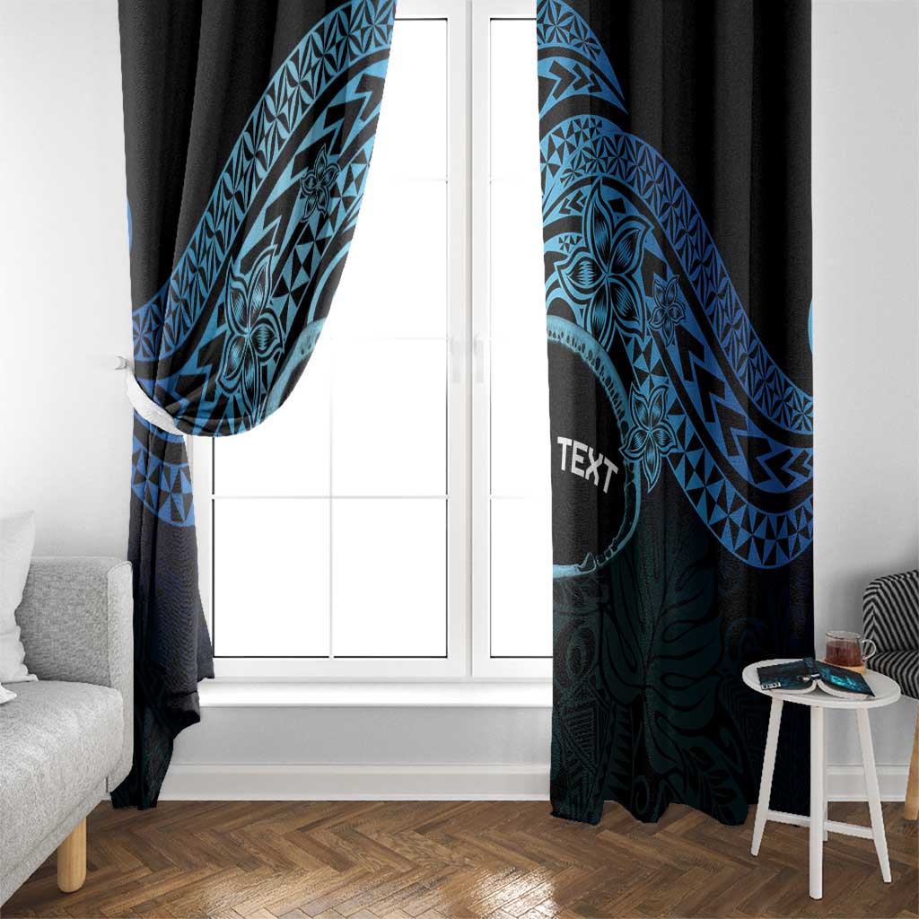 Personalised Pohnpei Nukuoro Micronesia Window Curtain Polynesian Tattoo Curves Blue Version