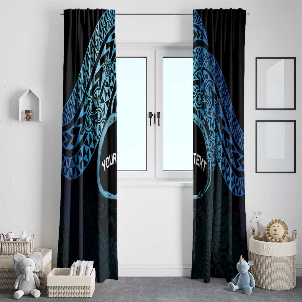 Personalised Pohnpei Nukuoro Micronesia Window Curtain Polynesian Tattoo Curves Blue Version