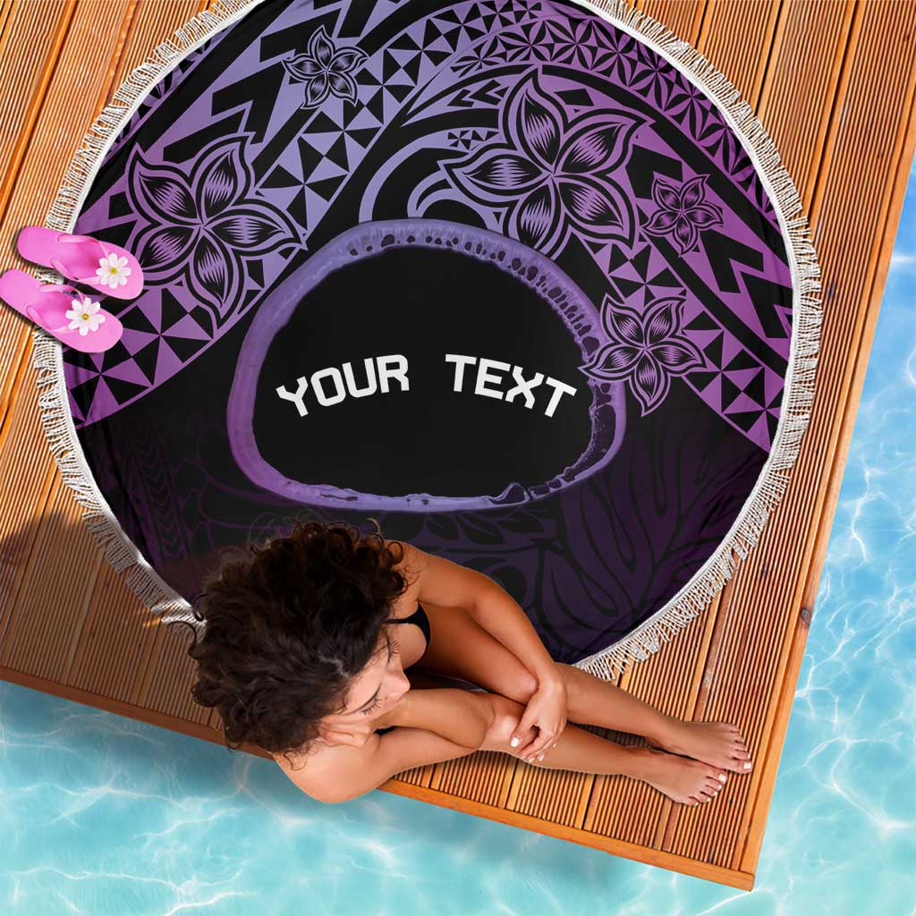 Personalised Pohnpei Nukuoro Micronesia Beach Blanket Polynesian Tattoo Curves Purple Version LT14 - Polynesian Pride
