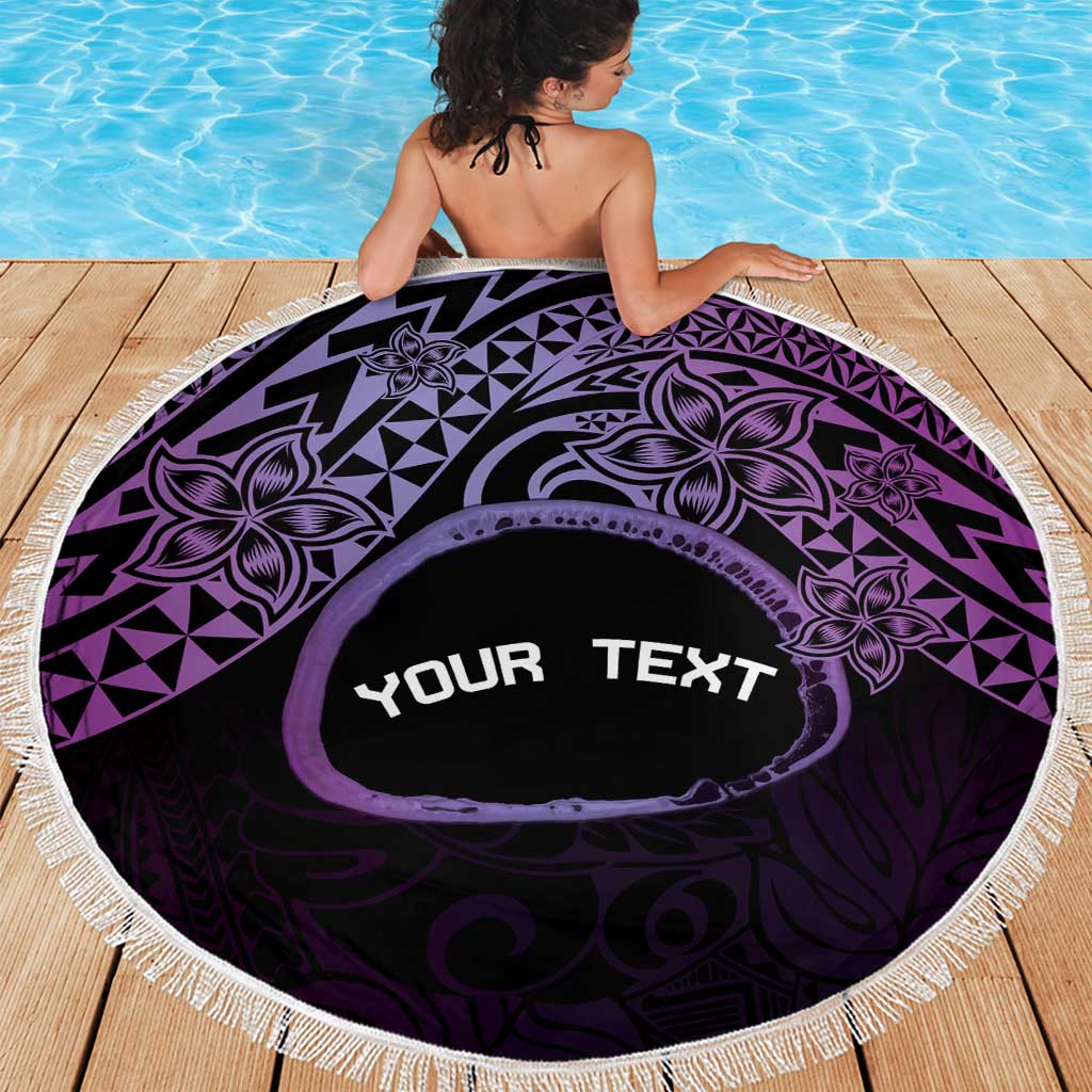 Personalised Pohnpei Nukuoro Micronesia Beach Blanket Polynesian Tattoo Curves Purple Version LT14 - Polynesian Pride
