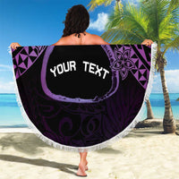 Personalised Pohnpei Nukuoro Micronesia Beach Blanket Polynesian Tattoo Curves Purple Version LT14 - Polynesian Pride