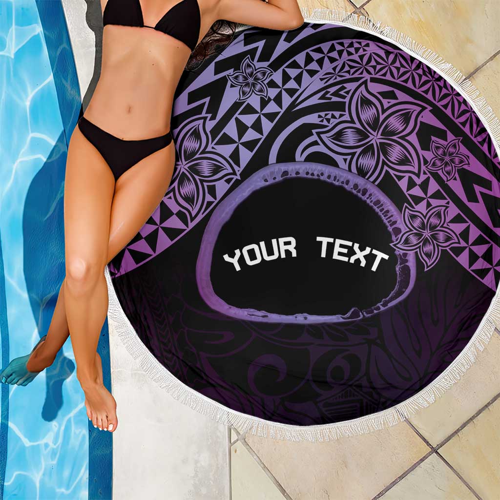 Personalised Pohnpei Nukuoro Micronesia Beach Blanket Polynesian Tattoo Curves Purple Version LT14 - Polynesian Pride