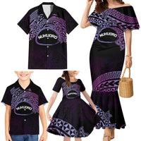 Personalised Pohnpei Nukuoro Micronesia Family Matching Mermaid Dress and Hawaiian Shirt Polynesian Tattoo Curves Purple Version LT14 - Polynesian Pride