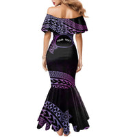 Personalised Pohnpei Nukuoro Micronesia Family Matching Mermaid Dress and Hawaiian Shirt Polynesian Tattoo Curves Purple Version LT14 - Polynesian Pride