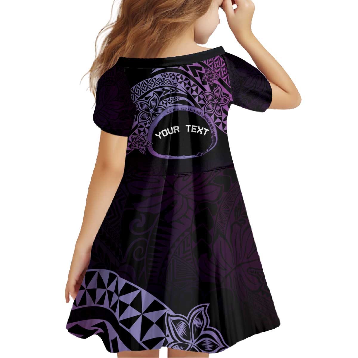 Personalised Pohnpei Nukuoro Micronesia Family Matching Off The Shoulder Long Sleeve Dress and Hawaiian Shirt Polynesian Tattoo Curves Purple Version LT14 - Polynesian Pride