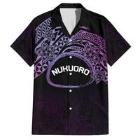 Personalised Pohnpei Nukuoro Micronesia Family Matching Off Shoulder Short Dress and Hawaiian Shirt Polynesian Tattoo Curves Purple Version LT14 Dad's Shirt - Short Sleeve Purple - Polynesian Pride