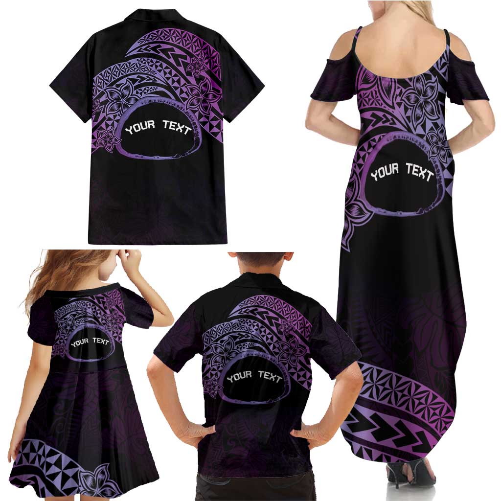 Personalised Pohnpei Nukuoro Micronesia Family Matching Summer Maxi Dress and Hawaiian Shirt Polynesian Tattoo Curves Purple Version LT14 - Polynesian Pride