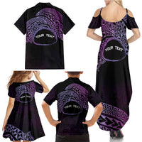 Personalised Pohnpei Nukuoro Micronesia Family Matching Summer Maxi Dress and Hawaiian Shirt Polynesian Tattoo Curves Purple Version LT14 - Polynesian Pride