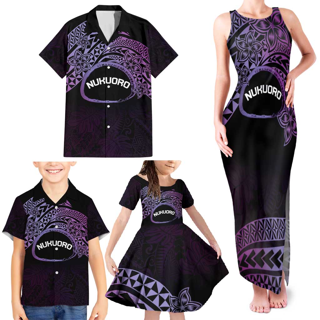 Personalised Pohnpei Nukuoro Micronesia Family Matching Tank Maxi Dress and Hawaiian Shirt Polynesian Tattoo Curves Purple Version LT14 - Polynesian Pride